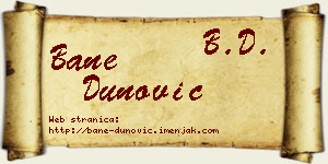 Bane Dunović vizit kartica